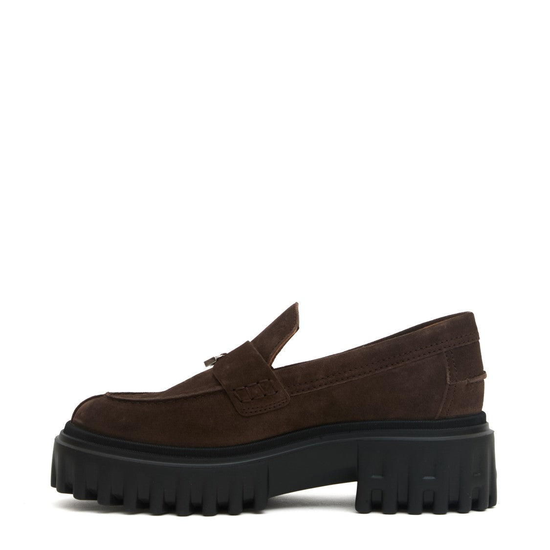 Brown Nubuck Leather Chunky-Soled Loafers