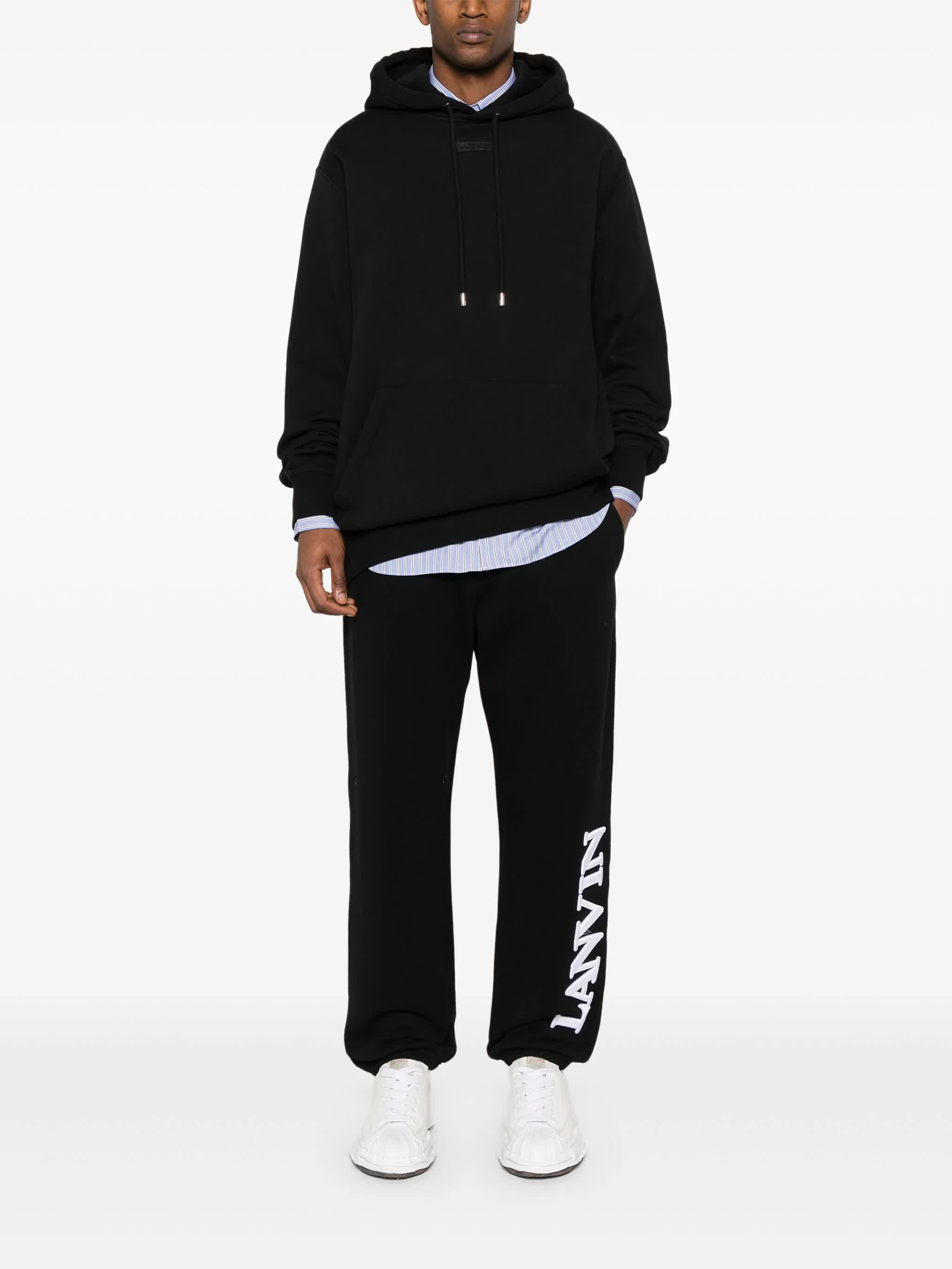 Black Patch Relaxed Fit Cotton Hoodie