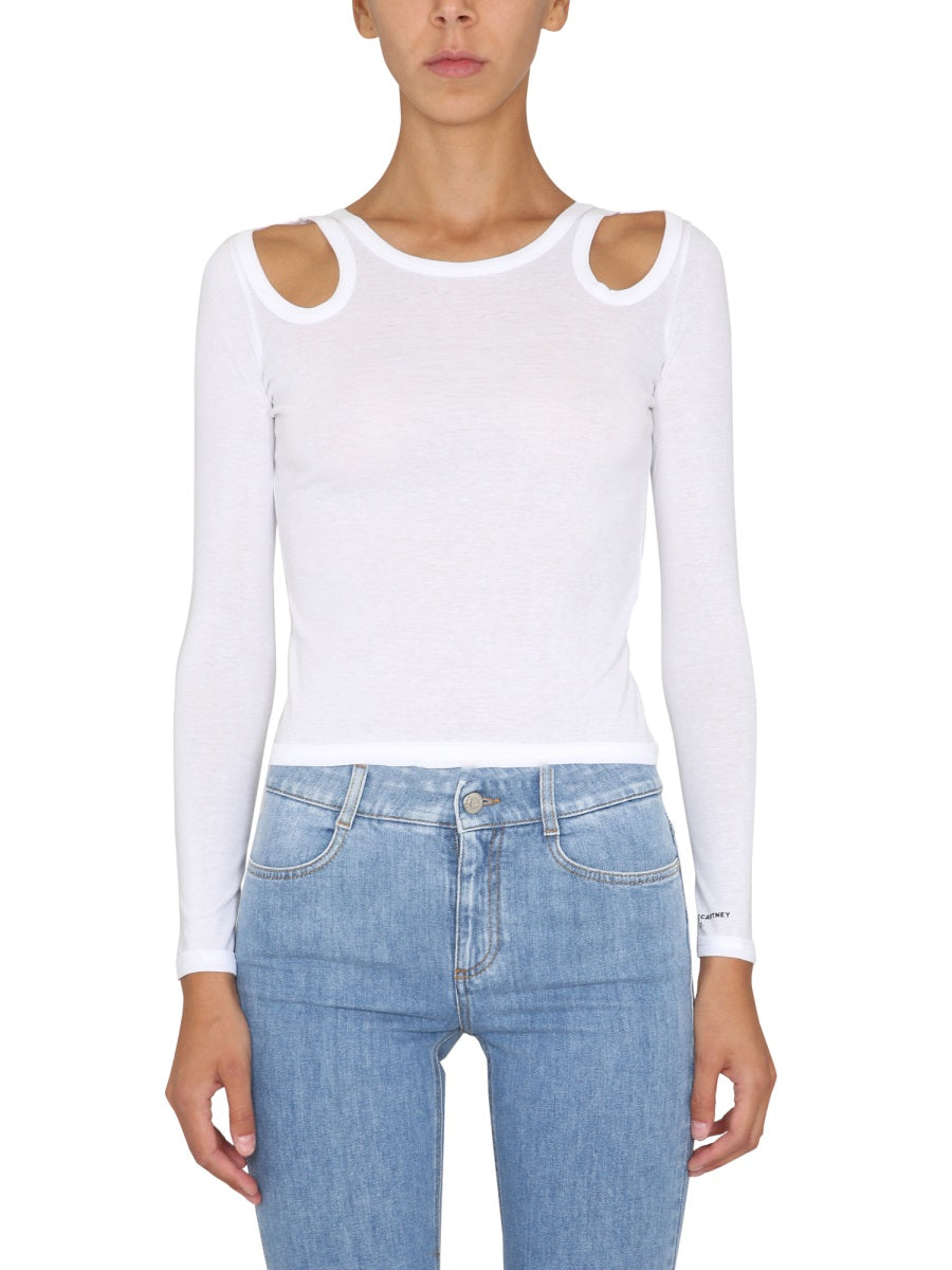 Fitted Long-Sleeve Top with Shoulder Cut-Outs