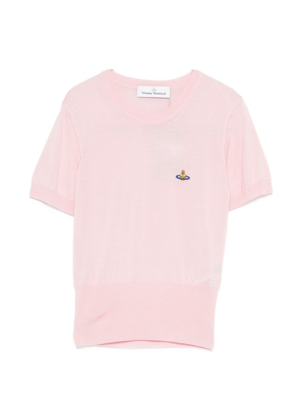 Short-Sleeve Fitted Top With Embroidered Emblem