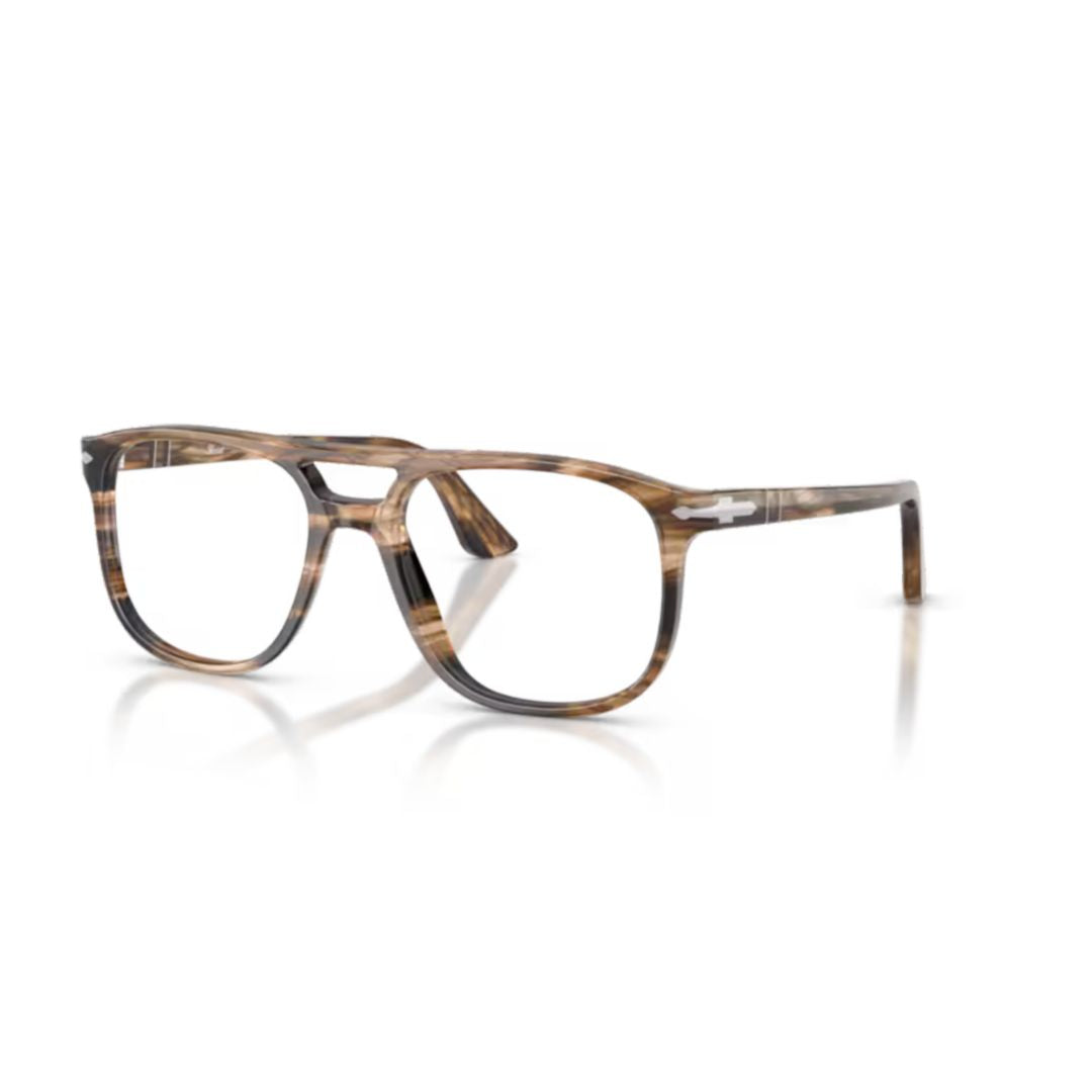 0po3329v Rectangular Tortoiseshell Acetate Eyeglasses with Keyhole Bridge