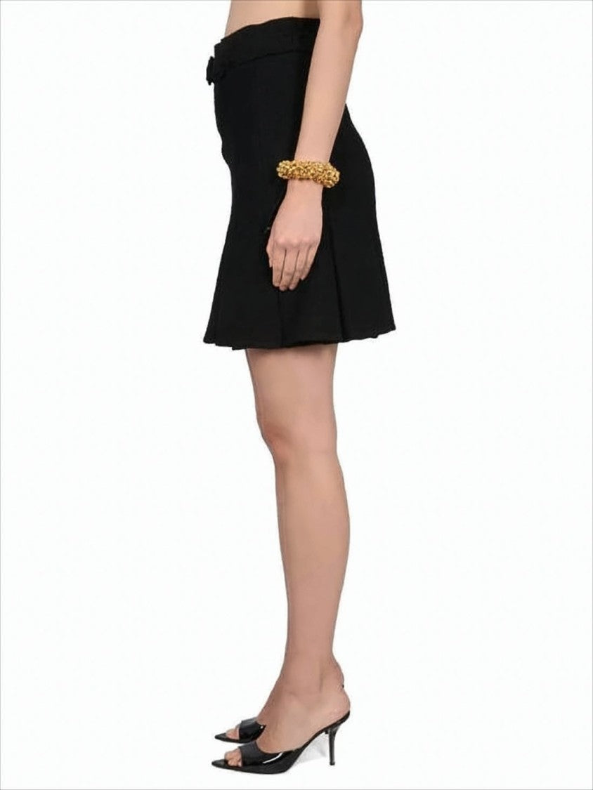 Black Flared Mini Skirt