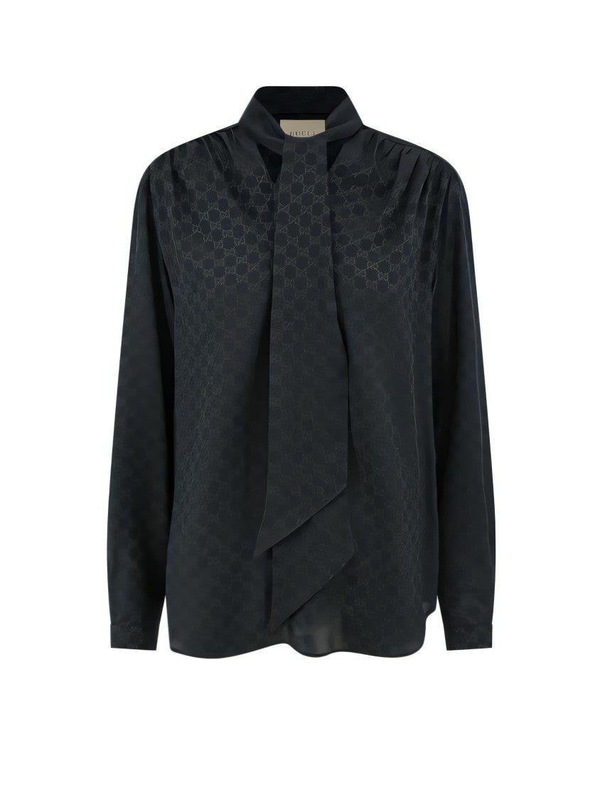 Silk Shirt With Bow Tie Detail
