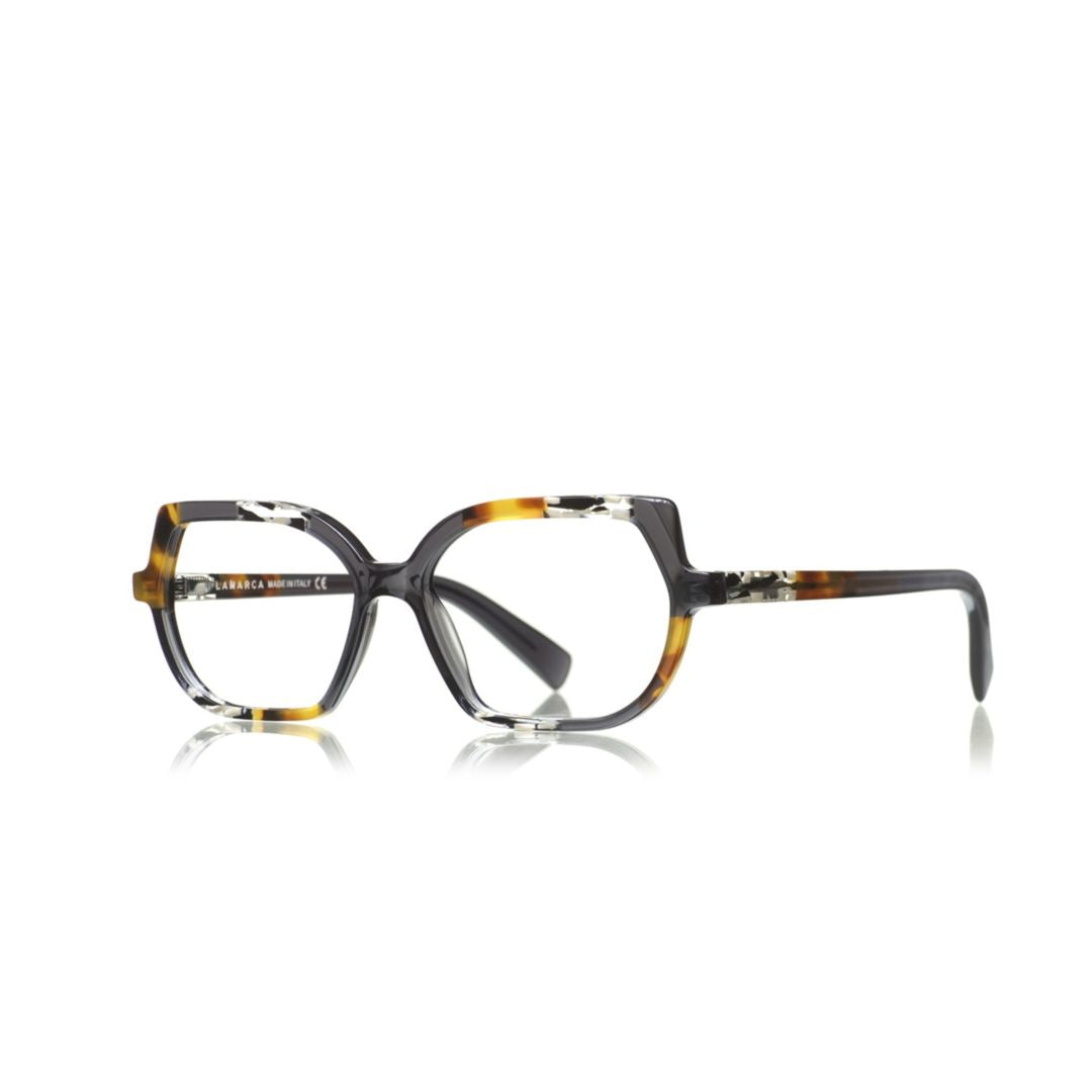 Mosaico 167 Oversized Geometric Eyeglasses with Mosaic Acetate Pattern