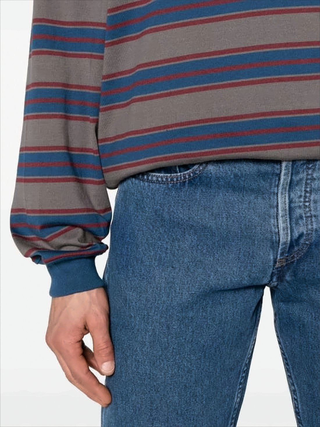 Classic Straight-Leg Denim Pants with Mid-Blue Wash