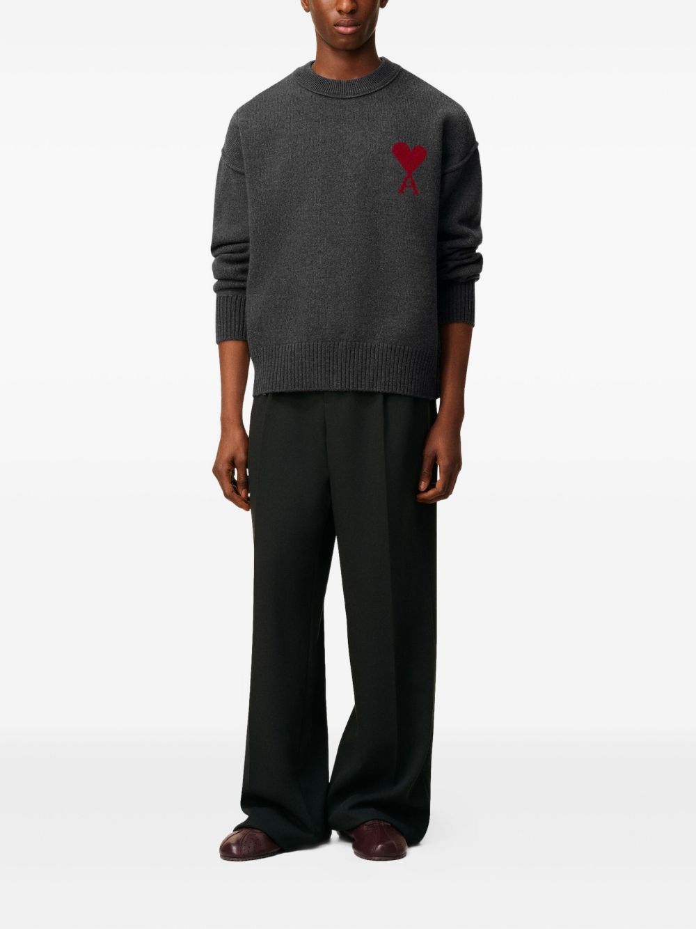 Heather Grey Wool Knit Sweater