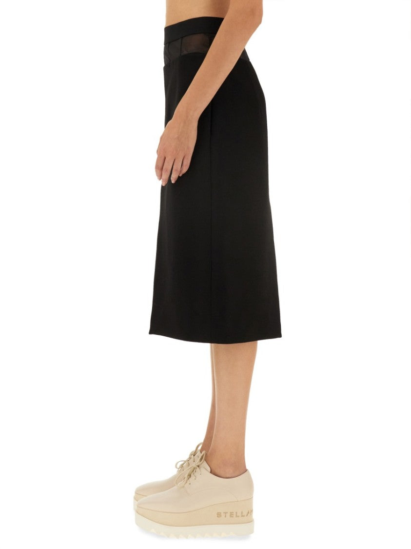 Mid-Length Black Wool Skirt With Unique Split Detail