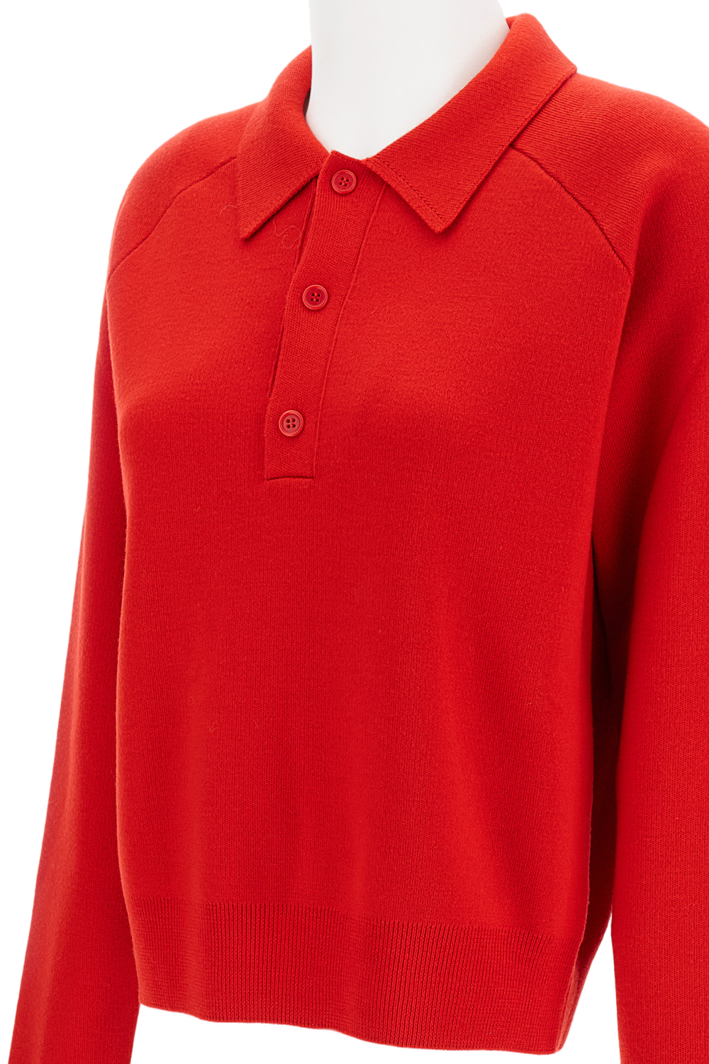 Classic Red Merino Wool Polo Sweater