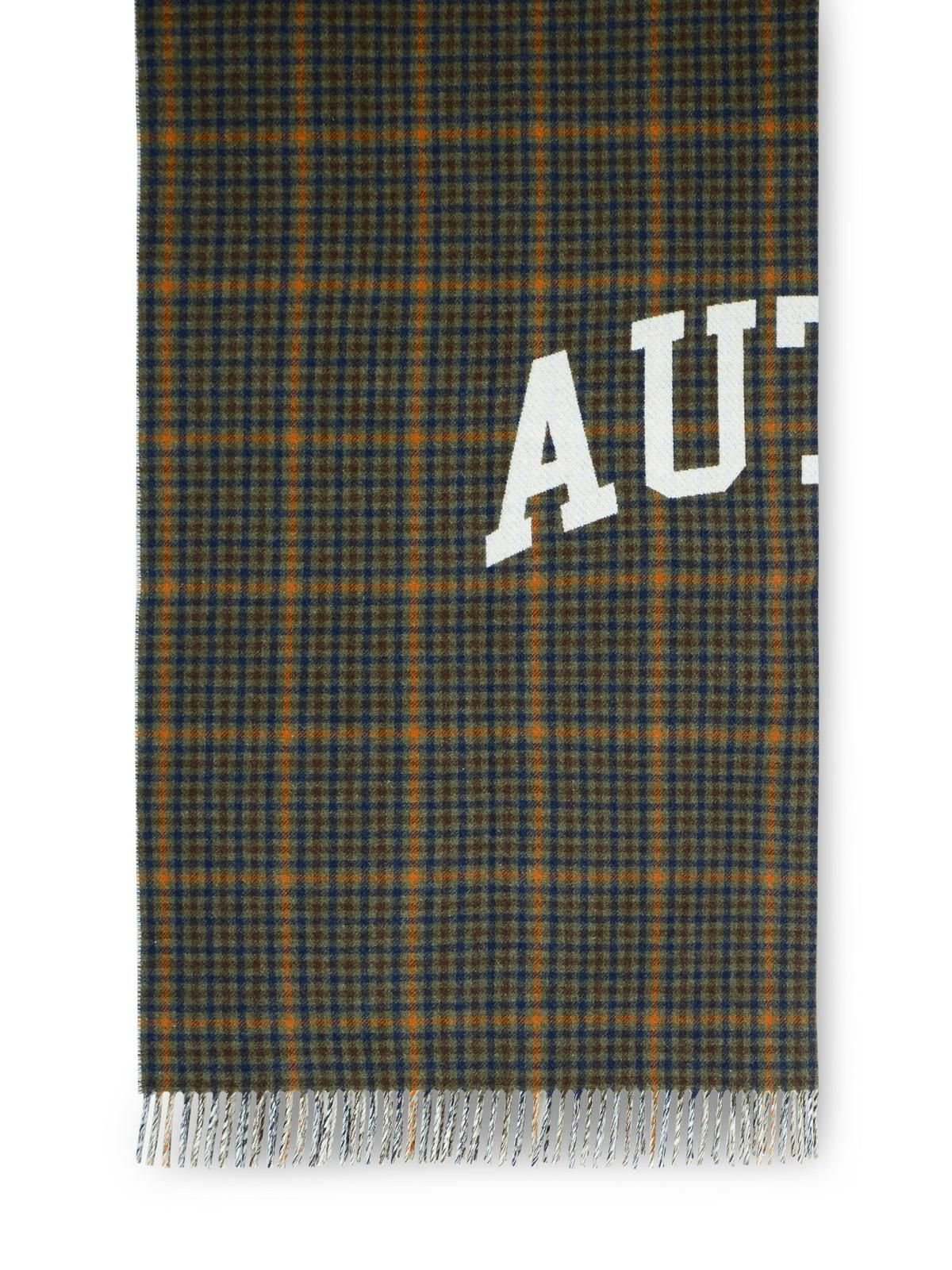 Tartan Check Wool Blanket with Stitched Logo