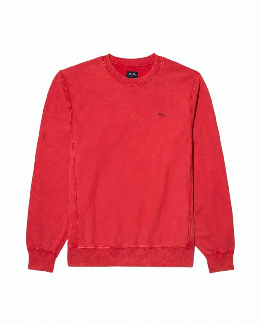 Washed Red Long-Sleeve Sweatshirt with Classic Crew Neck