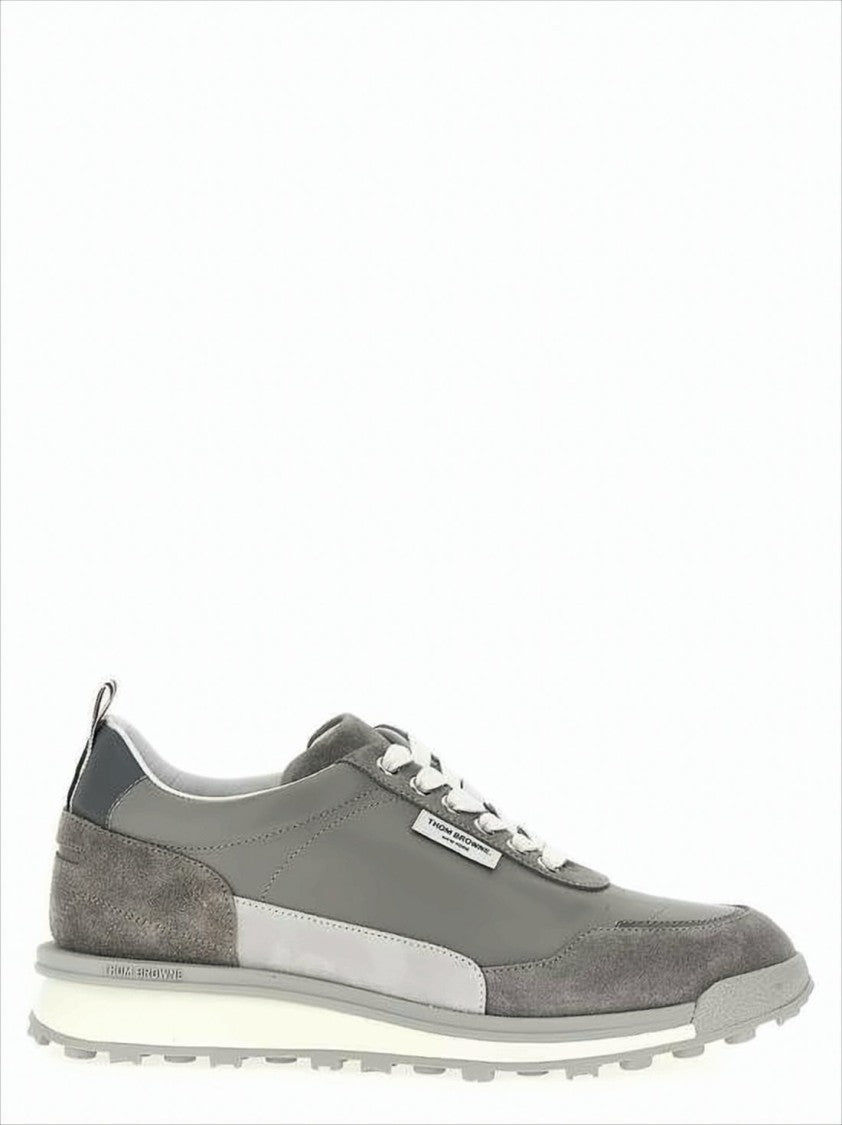 Grey Calf Leather and Suede Sneakers