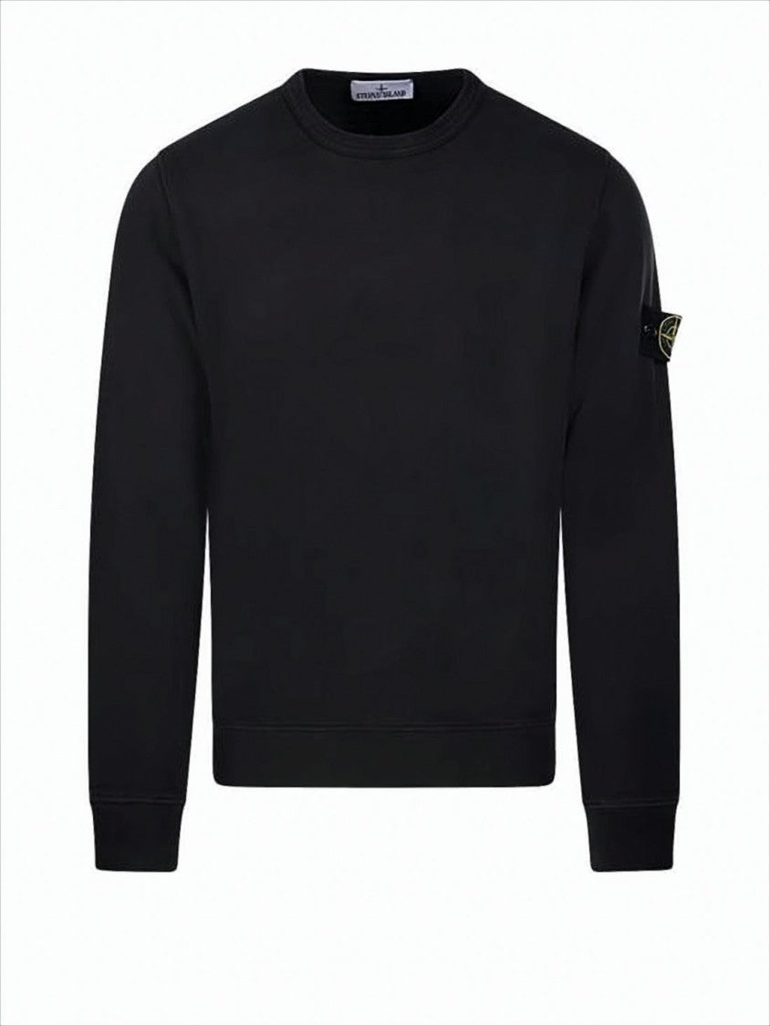Minimalist Long-Sleeve Black Sweatshirt with Ribbed Cuffs