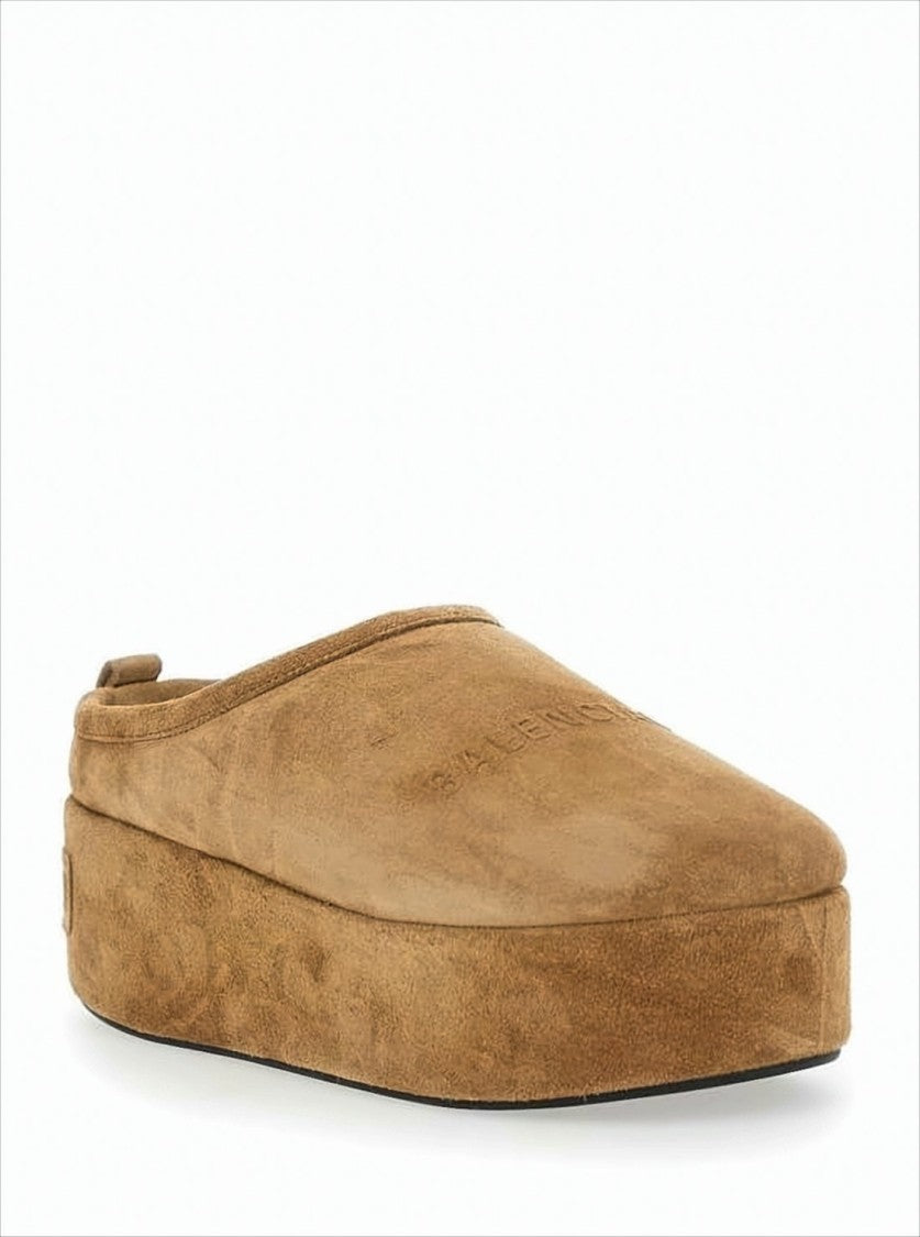 Plush Suede Mule with Thick Platform Sole