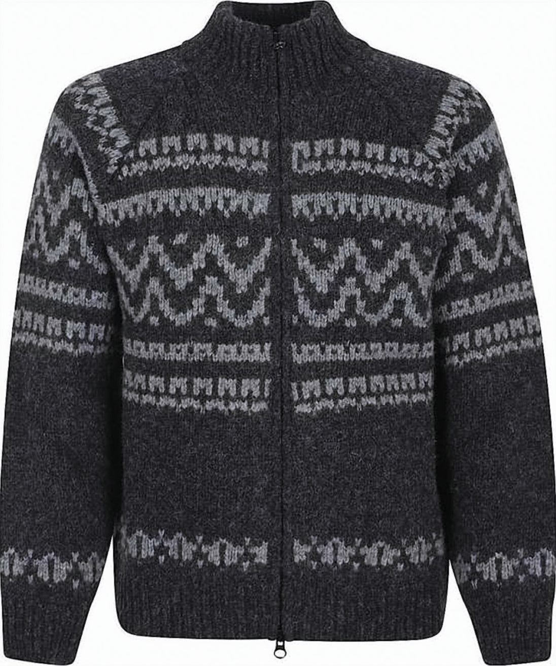 High Collar Knit Zip-Up Sweater