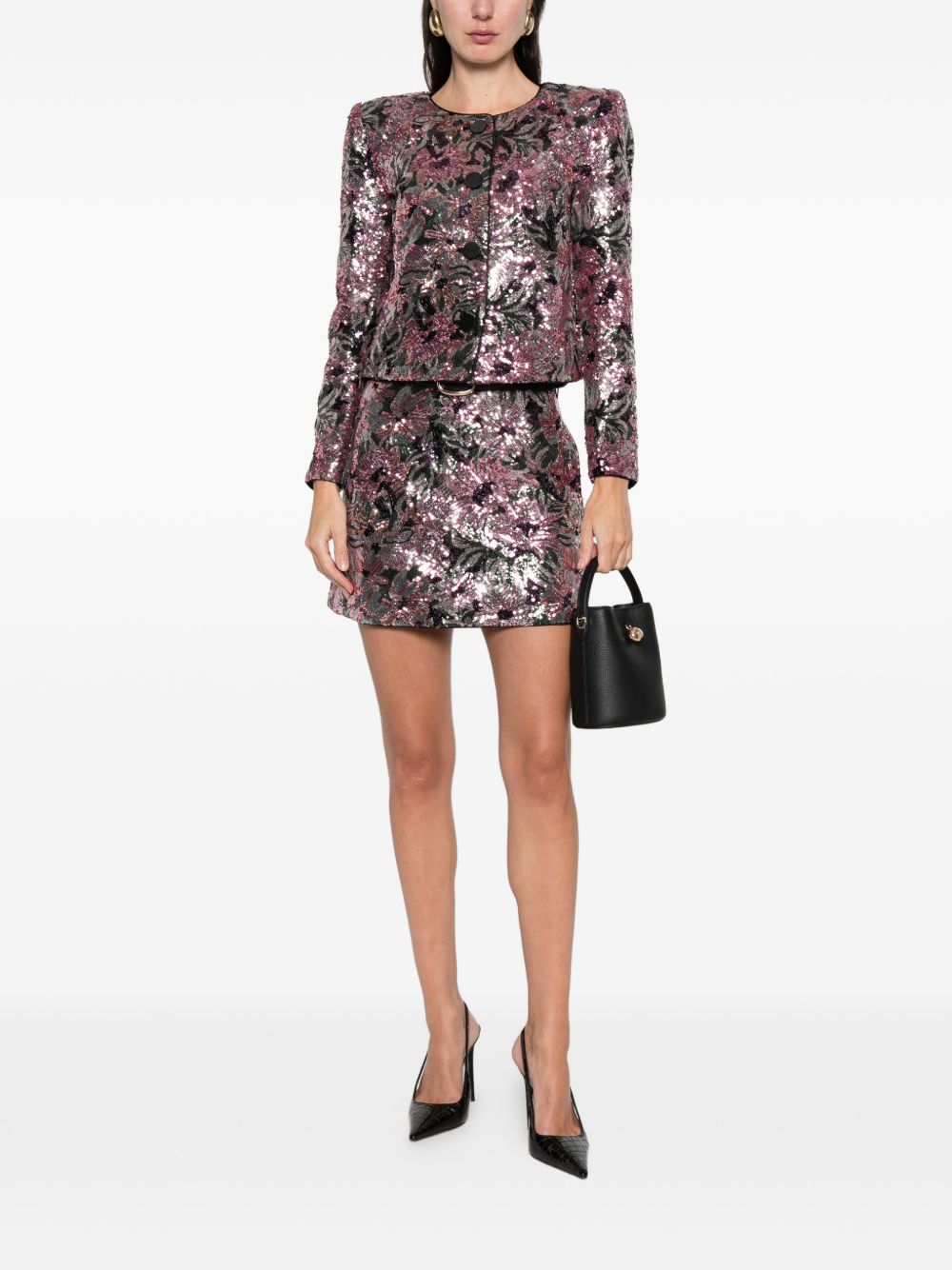 Cropped Floral Sequin Jacket