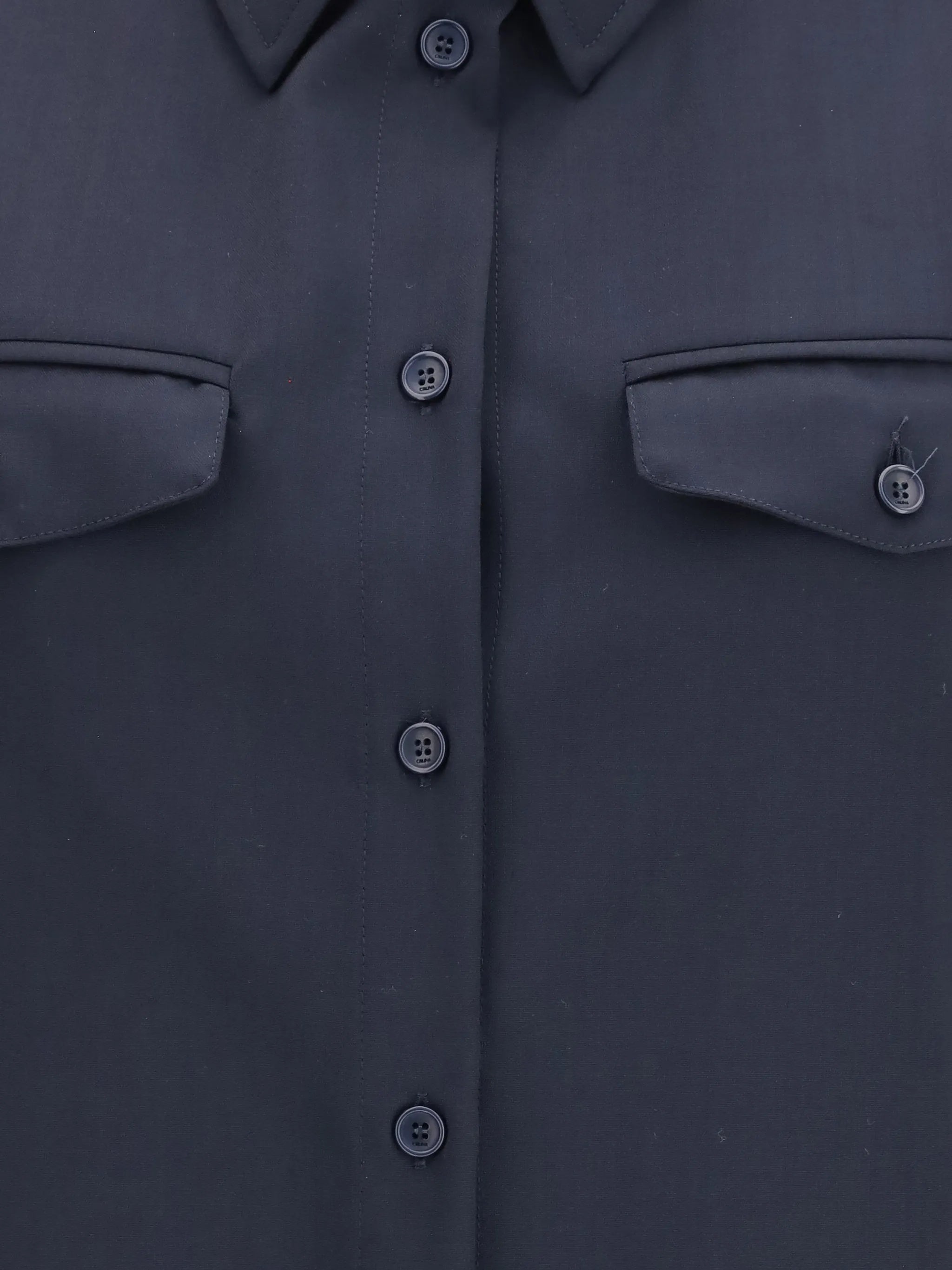 Blue Structured Flap Pocket Cotton Overshirt