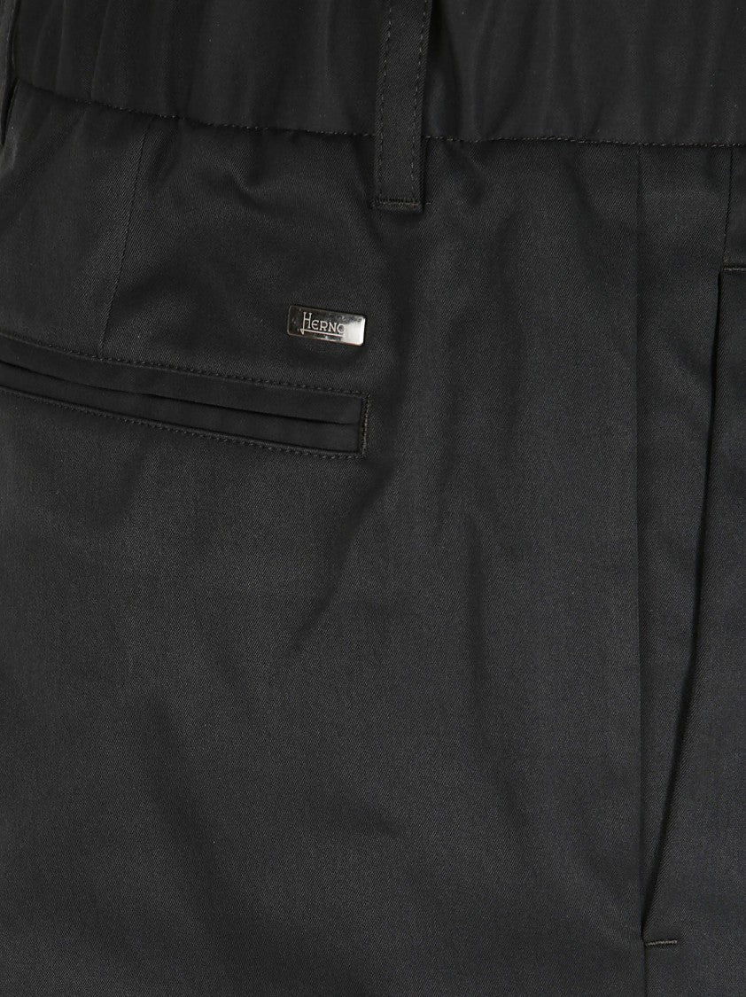 Mechanical Stretch Twill Trousers With Drawstring Waist And Vintage Finish