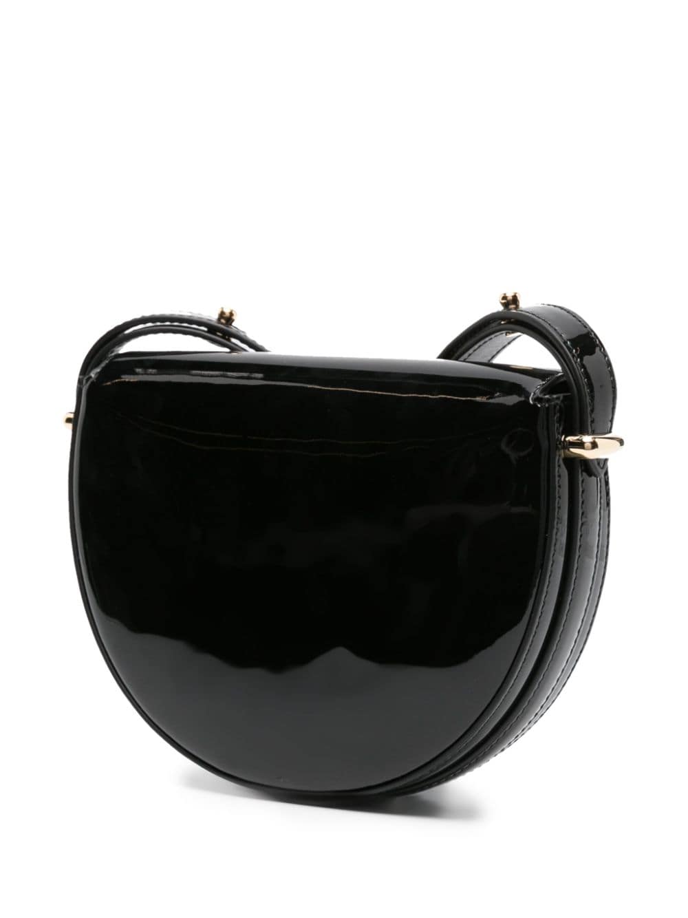 Triangle-Logo Patent Leather Shoulder Bag