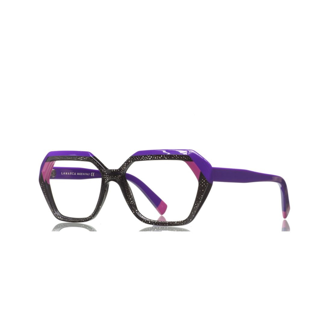 Fusioni 157 Hexagonal Frame Eyeglasses with Speckled Design