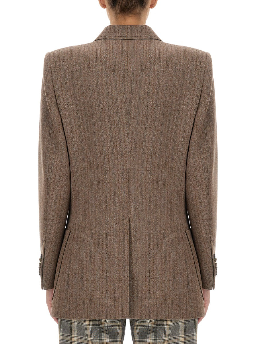 Classic Herringbone Patterned Wool Jacket