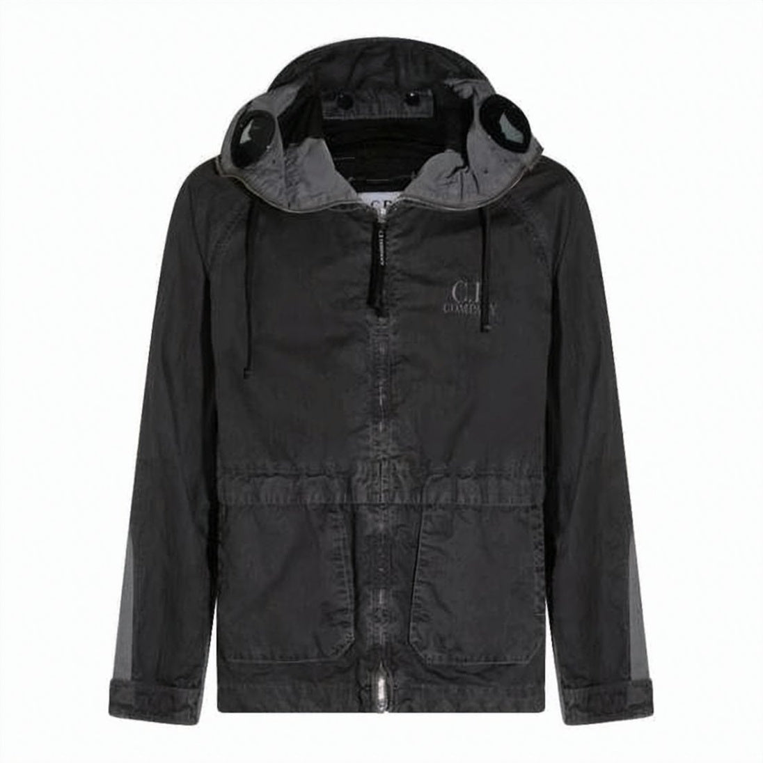 Two-Tone Hooded Jacket with Adjustable Drawstrings and Front Pockets