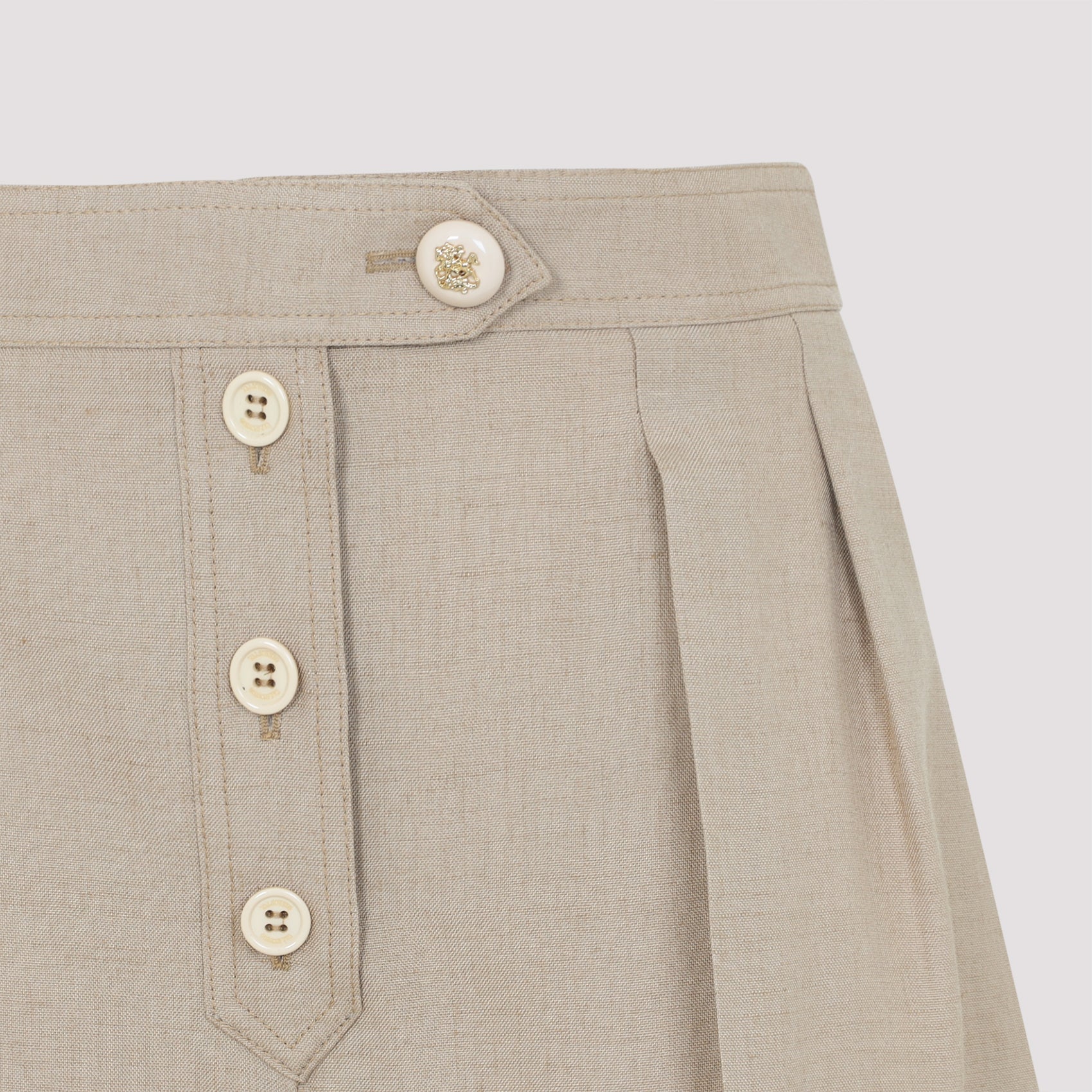 High-Waisted Tailored Shorts With Buttoned Front