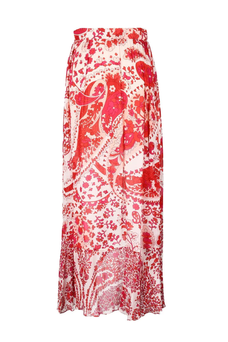 Viscose Skirt - White/Red