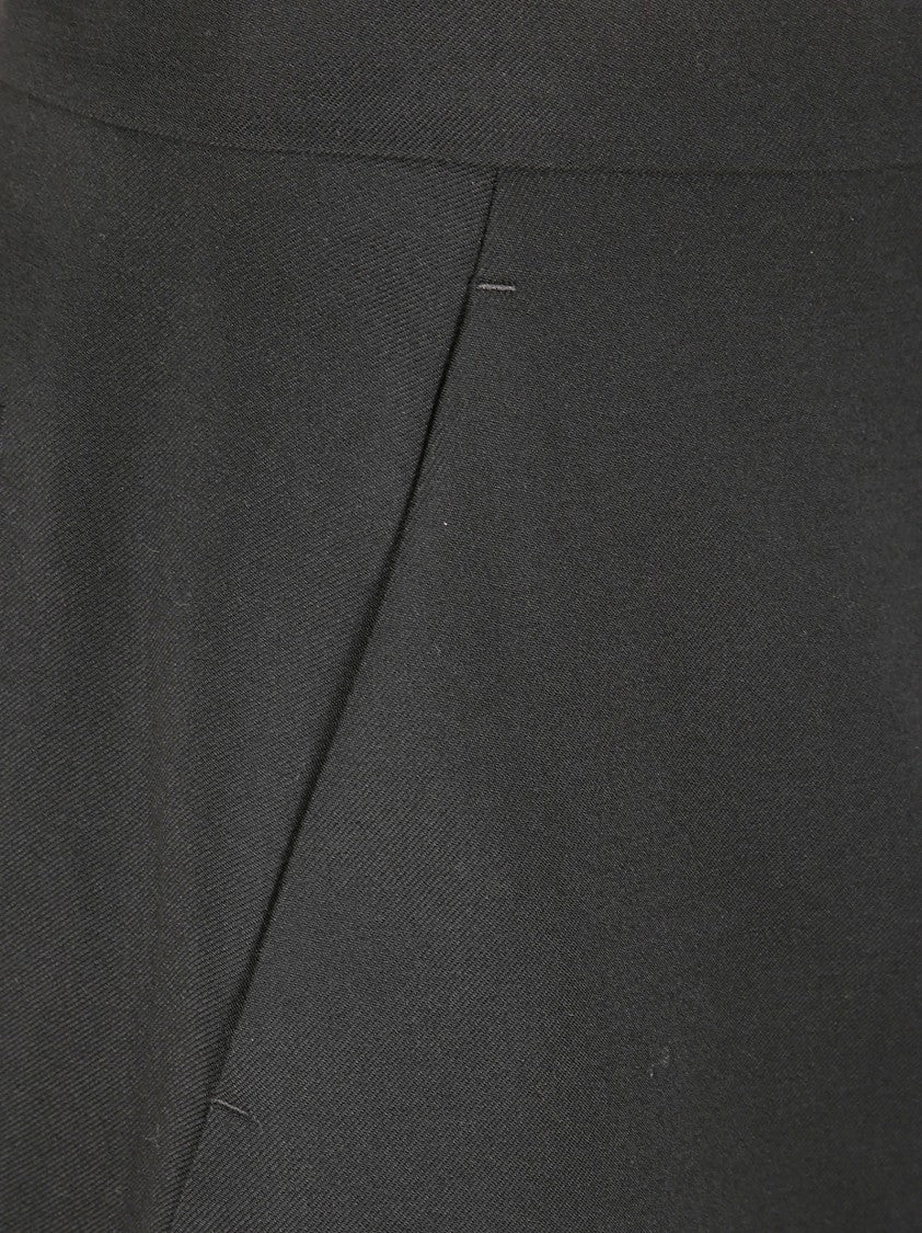 Tailored Black Wool Skirt With Front Slit