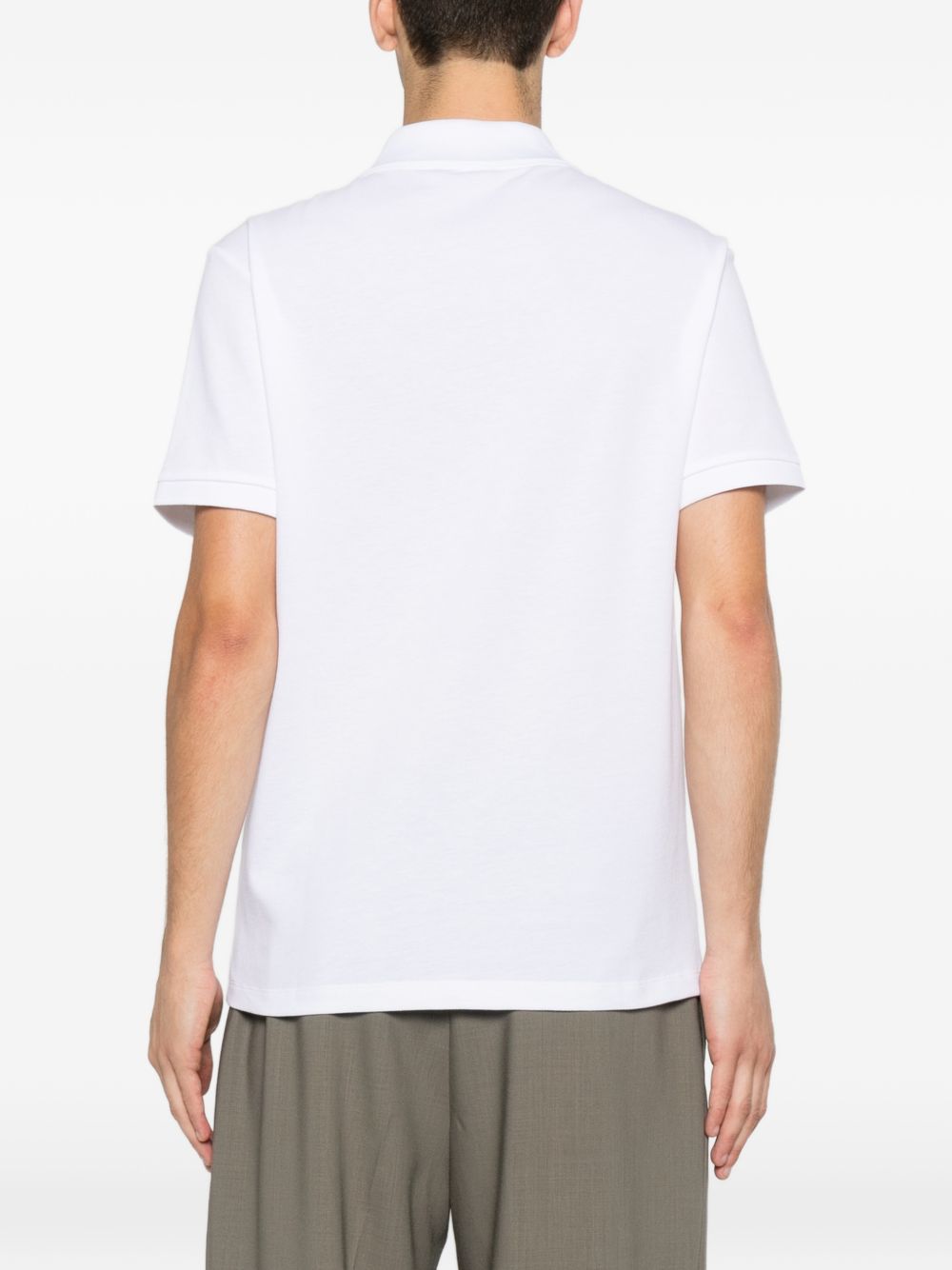 White Piqué Texture Embroidered Logo Polo