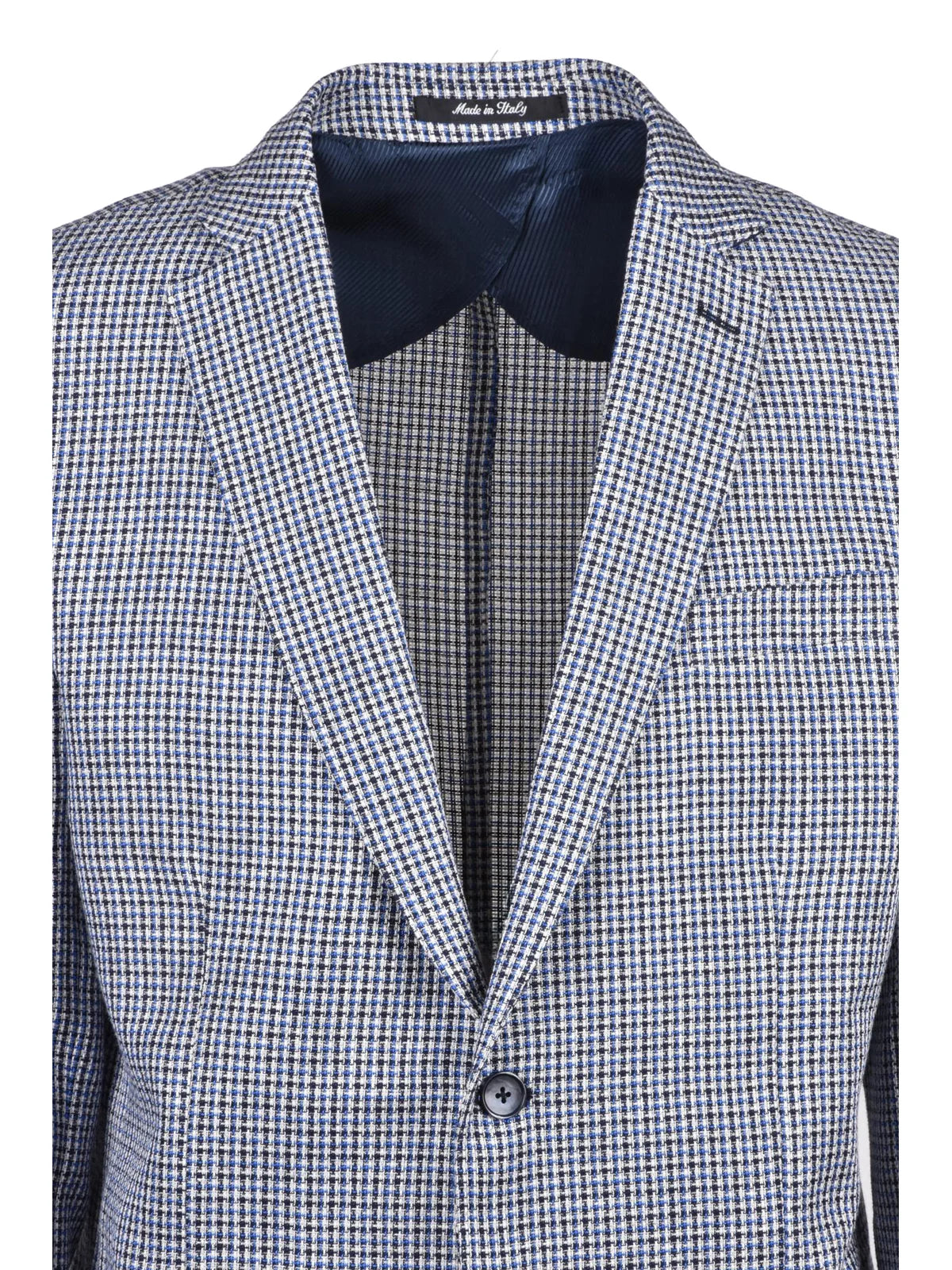 White Blue Linen Cotton Rounded Jacket