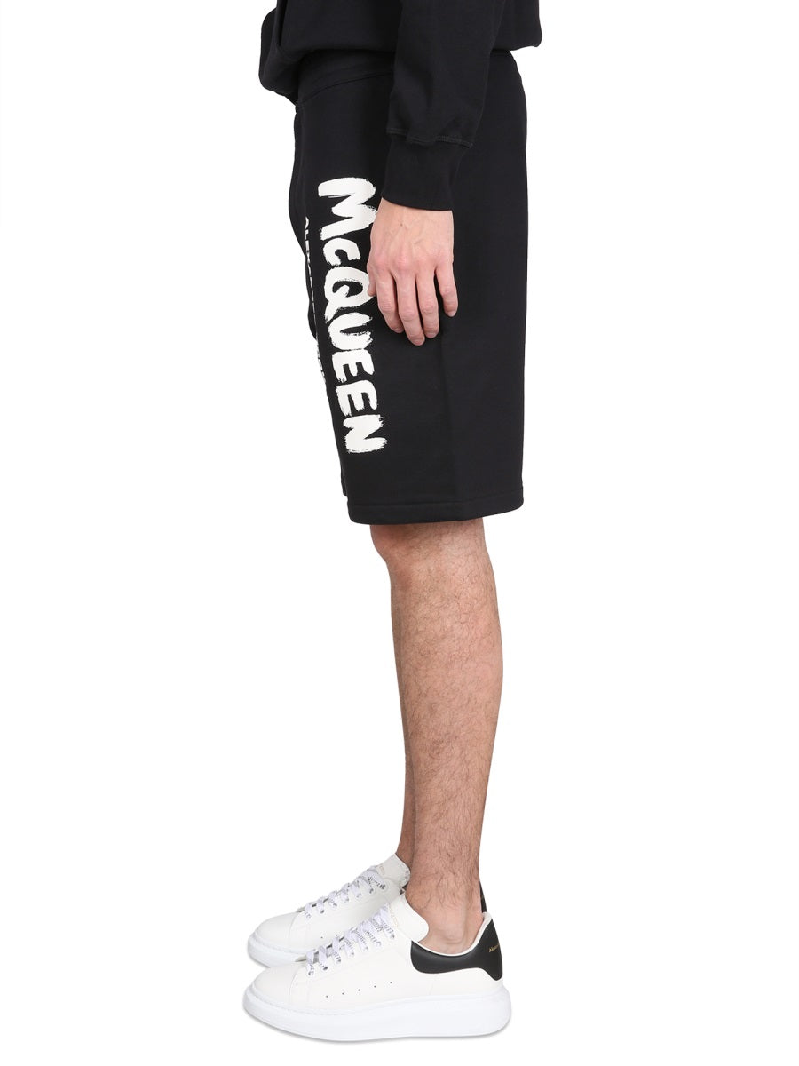 Graffiti Logo Cotton Bermuda Shorts