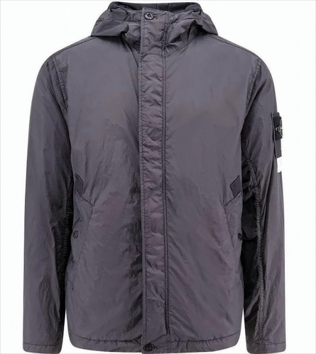 Lightweight Grey Nylon Hooded Jacket