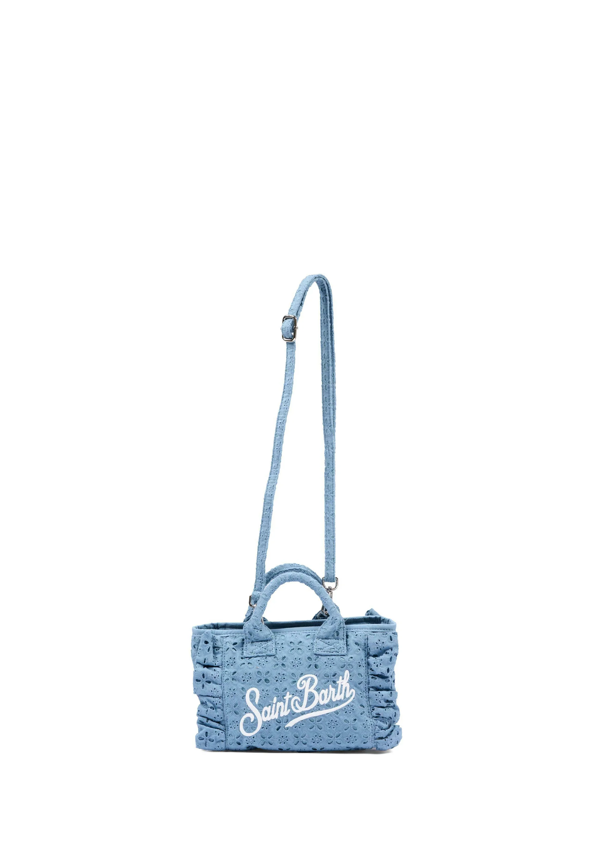 Rectangular Handbag with Floral Cut-Out Patterns