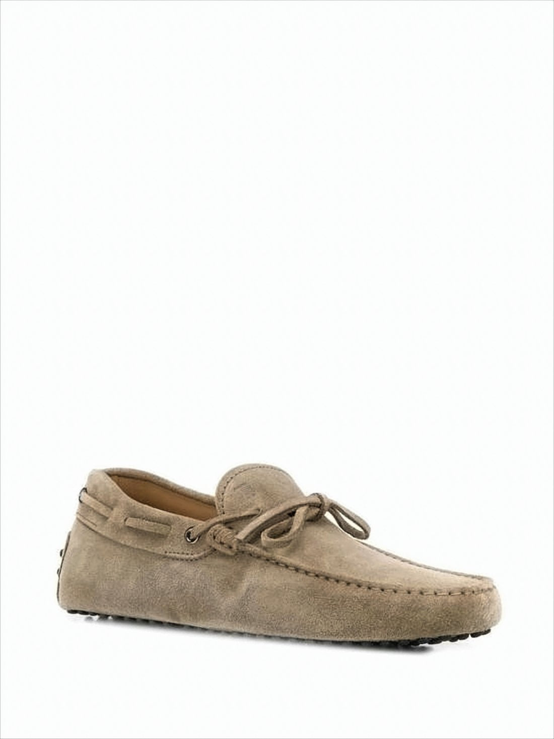 Brown Suede Moccasin-toe Loafers with Lace-up Design