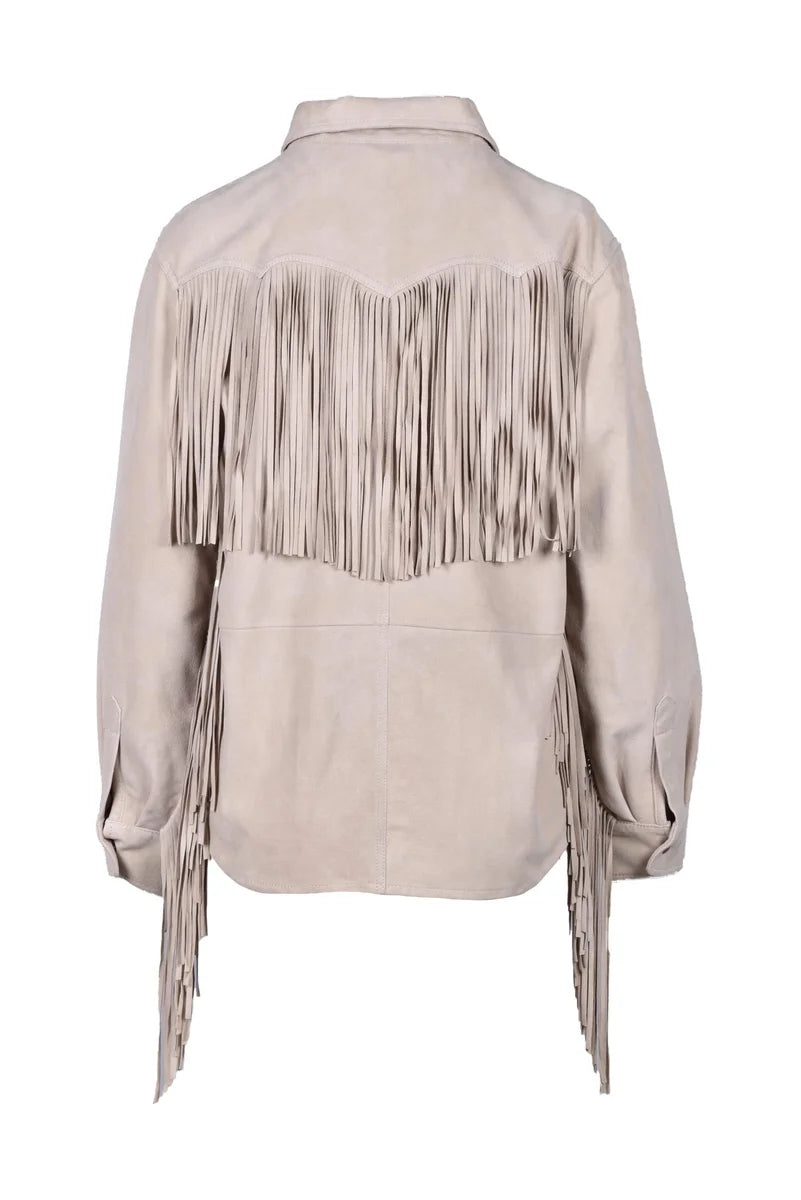 Suede Leather Shirt - Beige