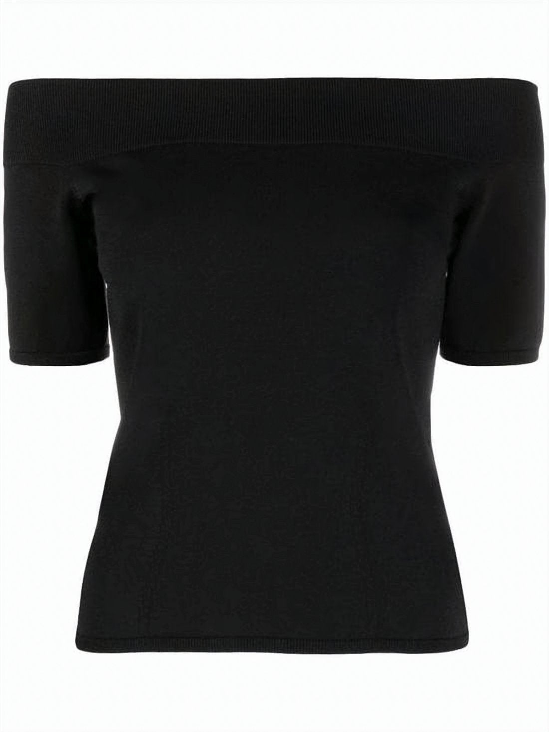 Off-the-Shoulder Cropped Top with Ribbed Neckline