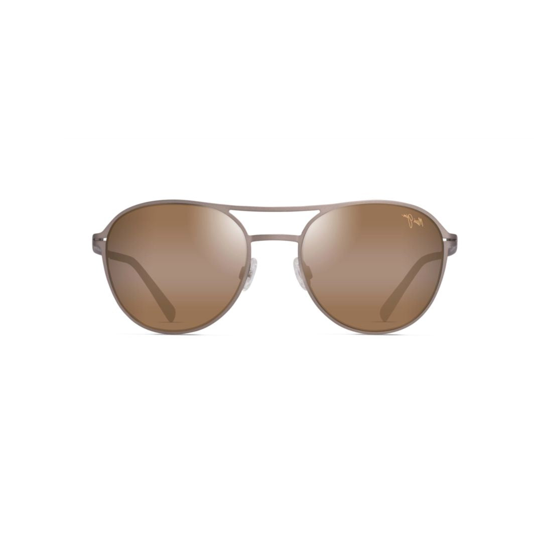 Half Moon Double Bridge Metal Frame Sunglasses with Rounded Lenses