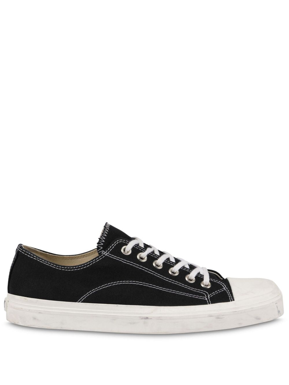 Panelled Black Canvas Sneakers