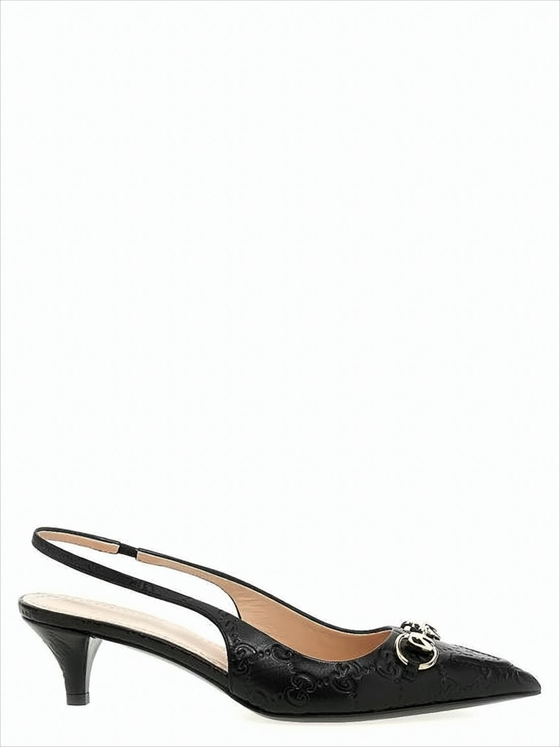 Pointed-Toe Slingback Pumps with Monogram Pattern