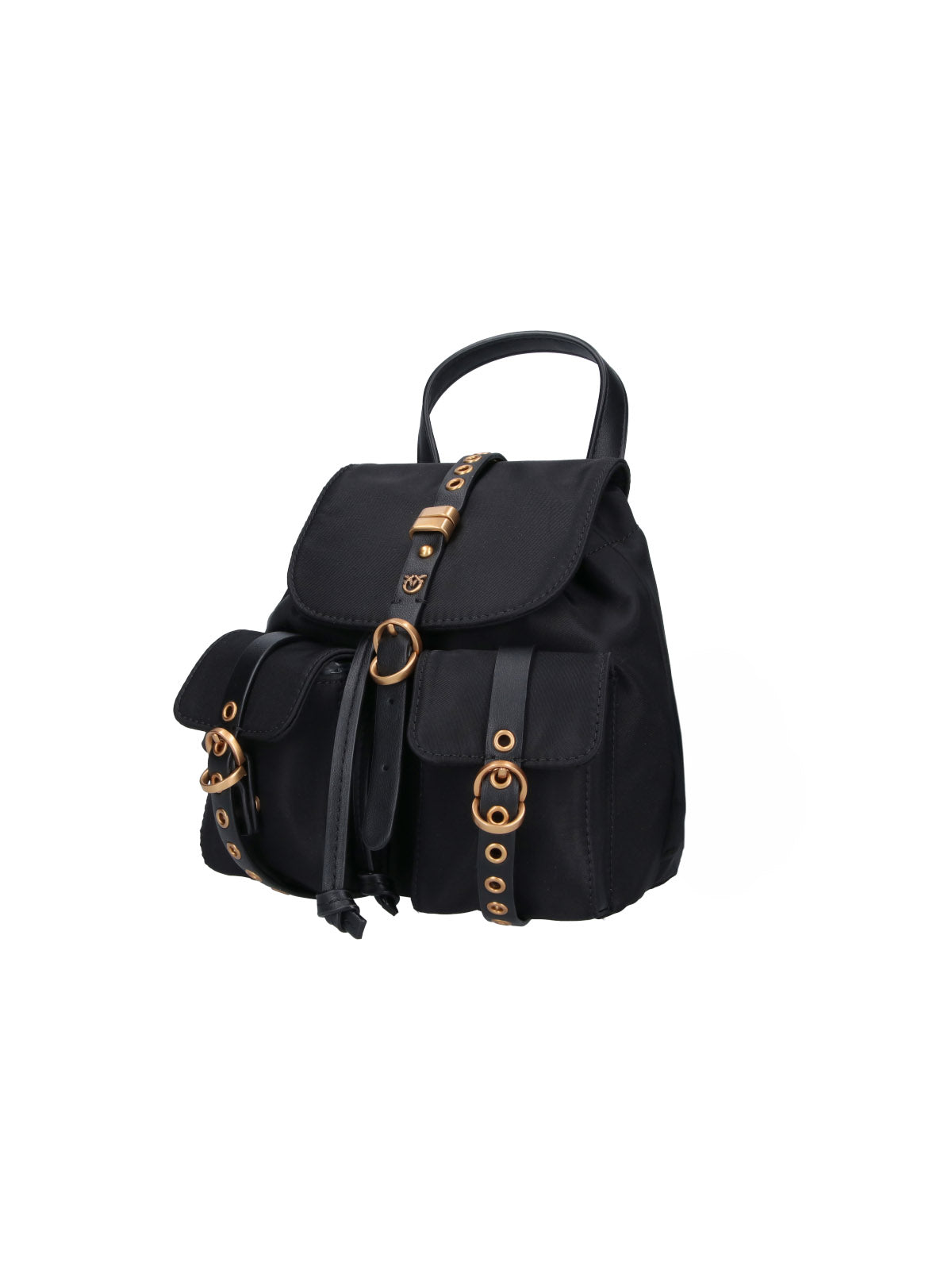 Black Compact Studs Leather Backpack