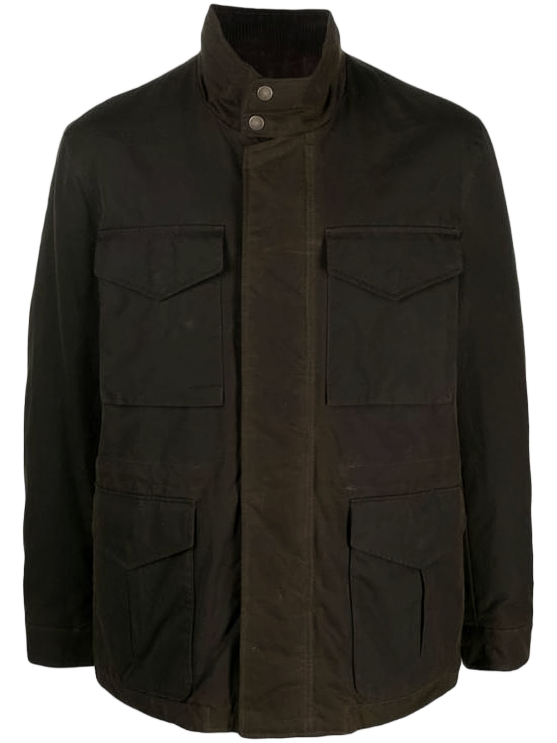 Minimalist Brown Structured Jacket with High Collar