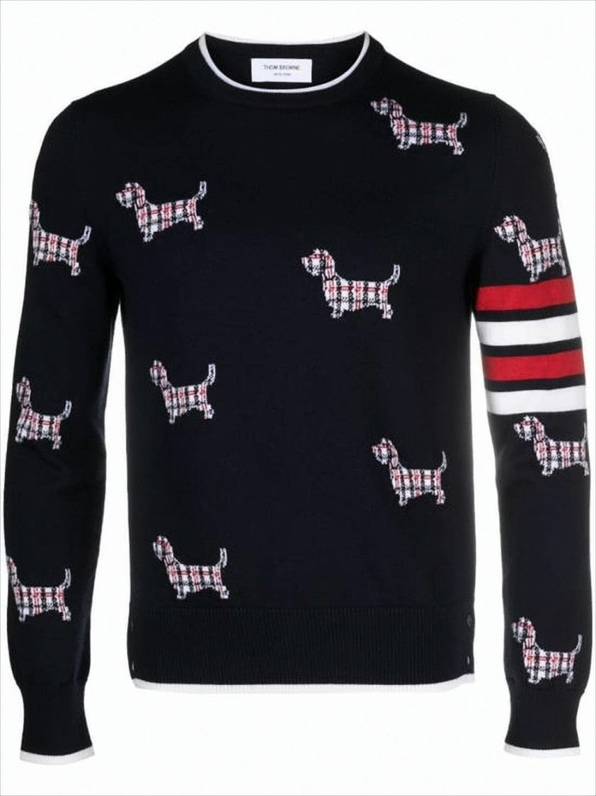 Playful Wool Blend Sweater with Dog Motifs
