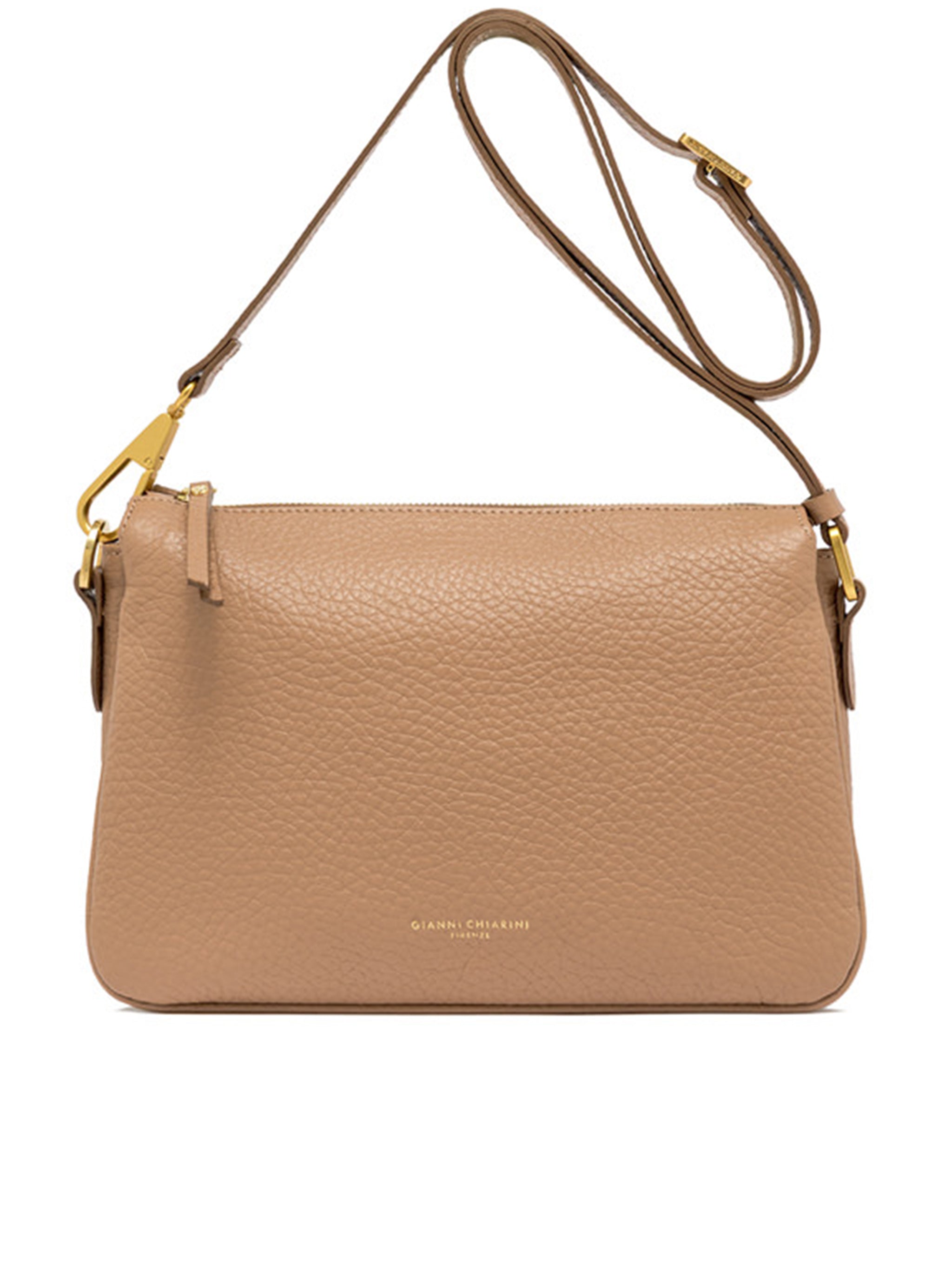 Brooke Rectangular Brown Pebbled Shoulder Bag