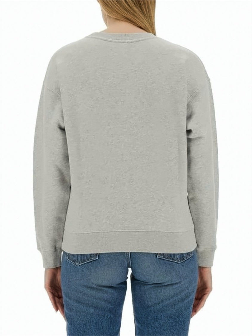 Heather Grey Long-Sleeve Crewneck Sweatshirt With Embroidered Logo