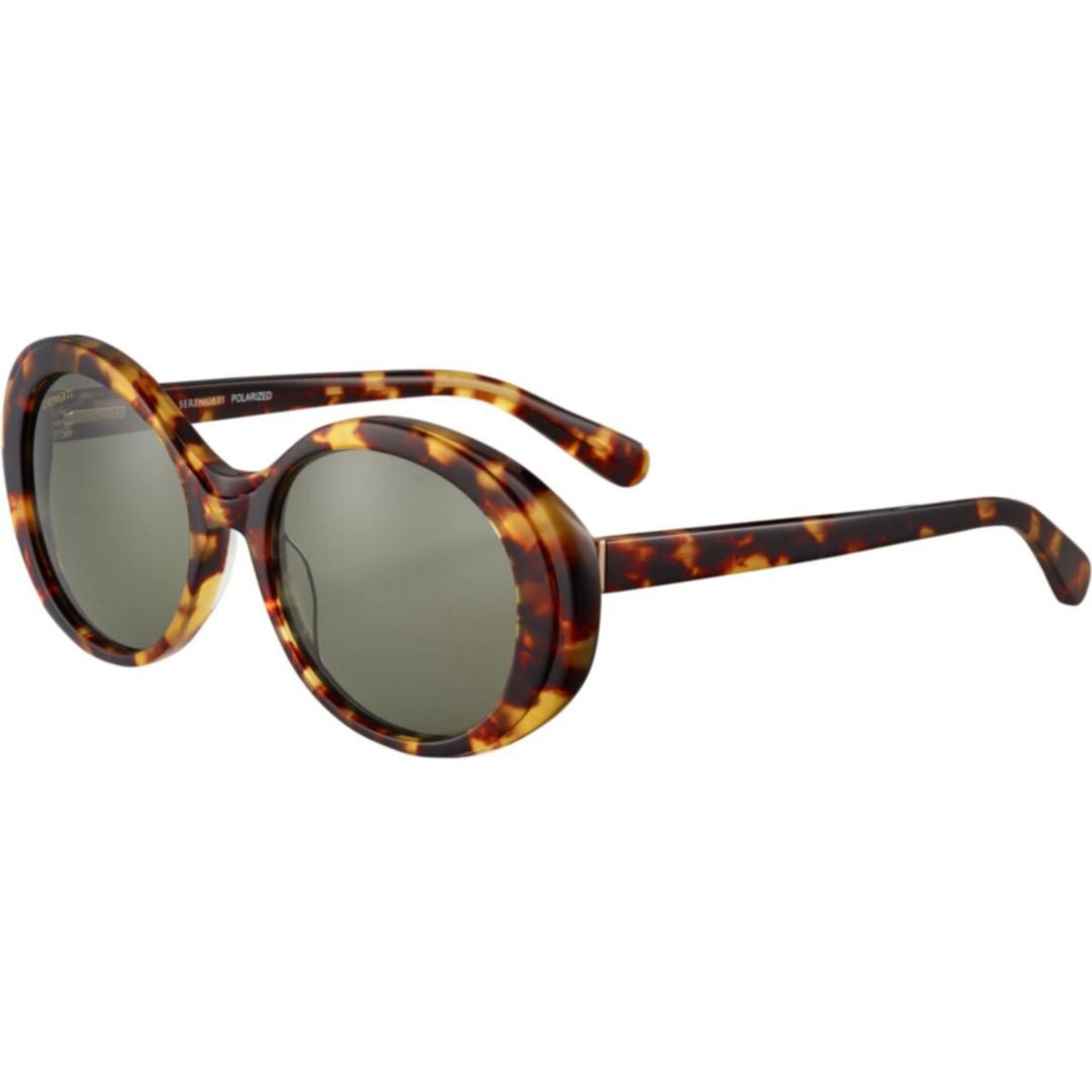 Bacall Tortoiseshell Oval-Shaped Sunglasses with Dark Green Lenses