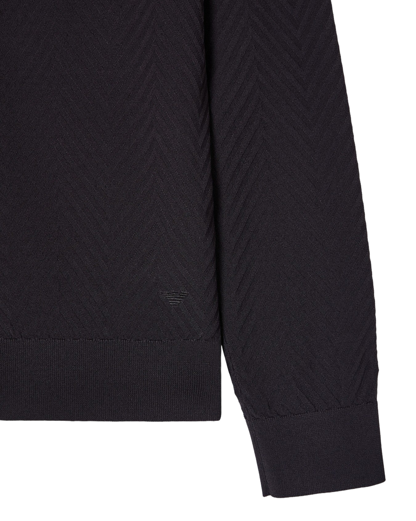 Chevron Stitch Pullover With Full Zip Closure