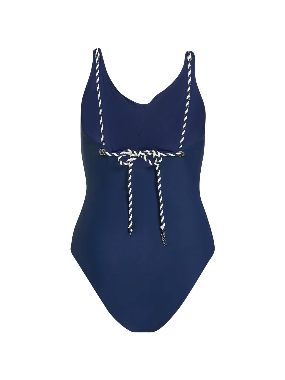 Navy Blue One-Piece Swimsuit with Rope-Style Shoulder Straps