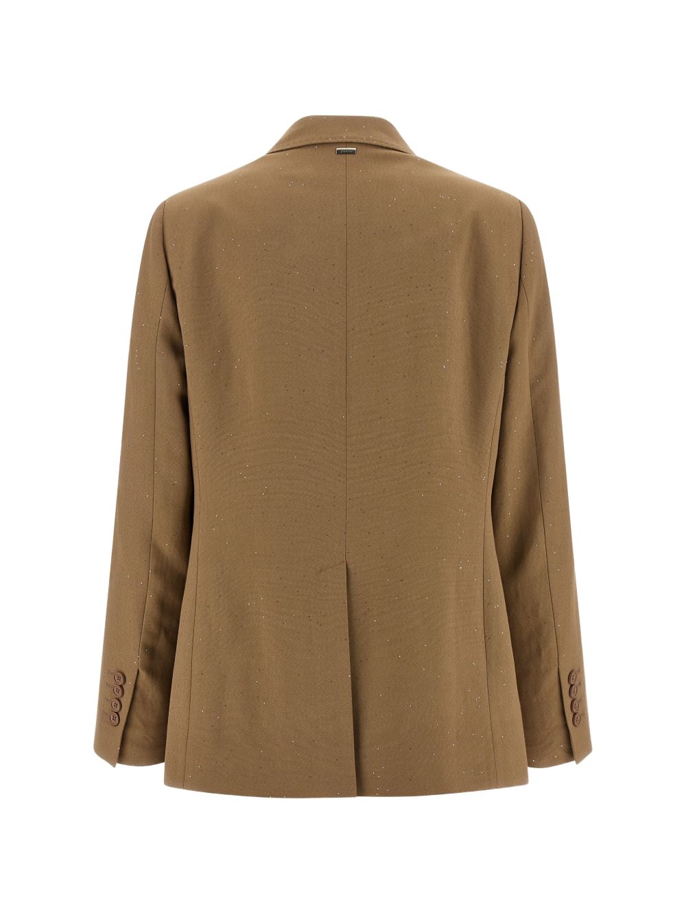 Beige Double-Breasted Jacket With Peak Lapel