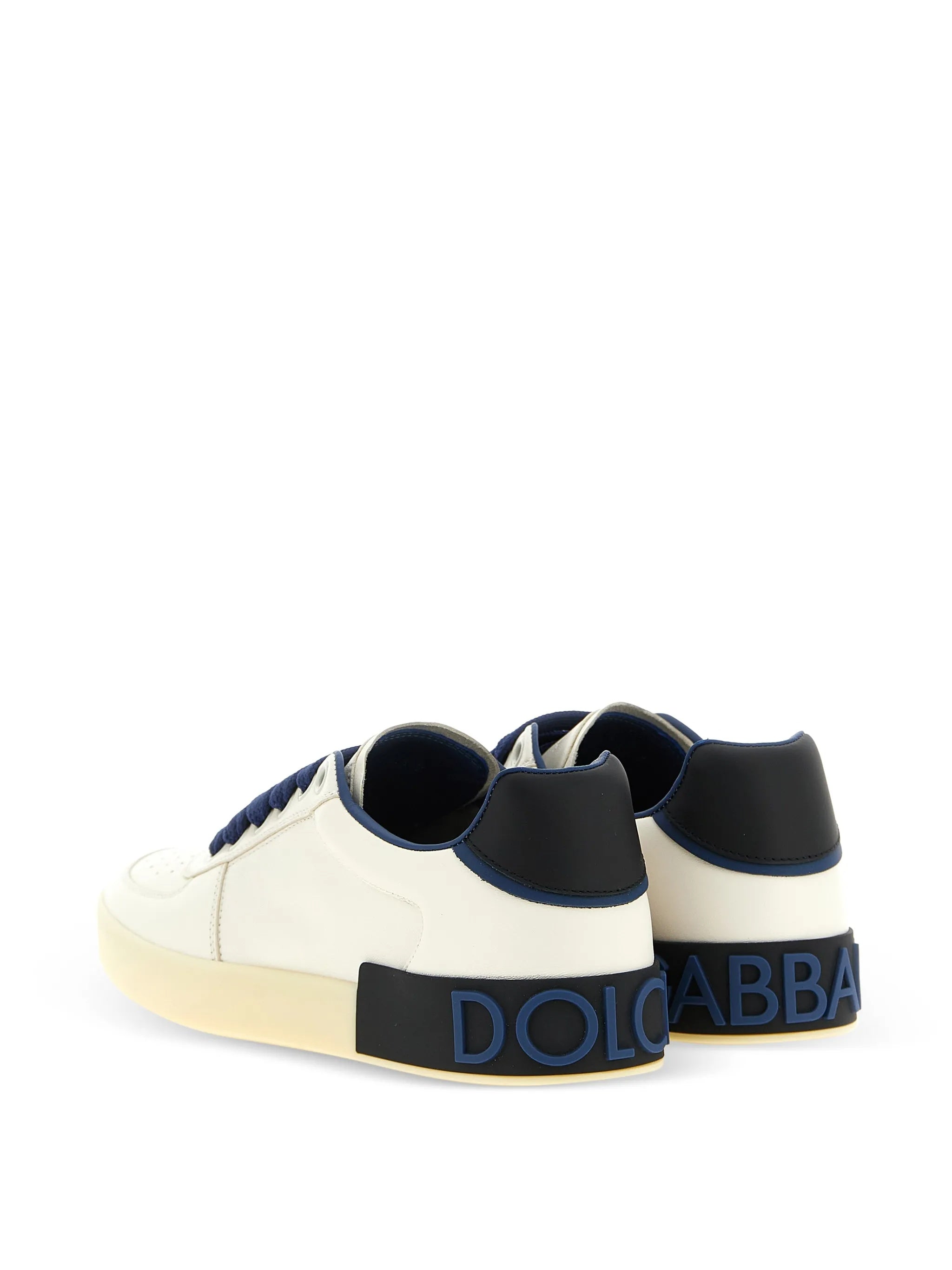Beige Low-Top Perforated Leather Logo Sneakers