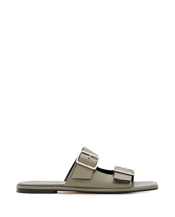 Calfskin Leather Sandals With Adjustable Buckles